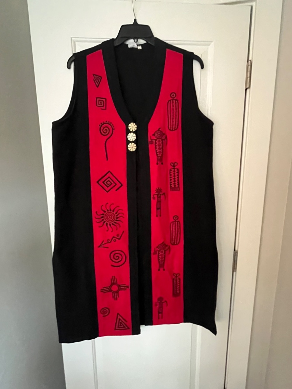 Venus Imports Art to Wear Long Duster Vest Southwest Tribal XL Boho Lagenlook